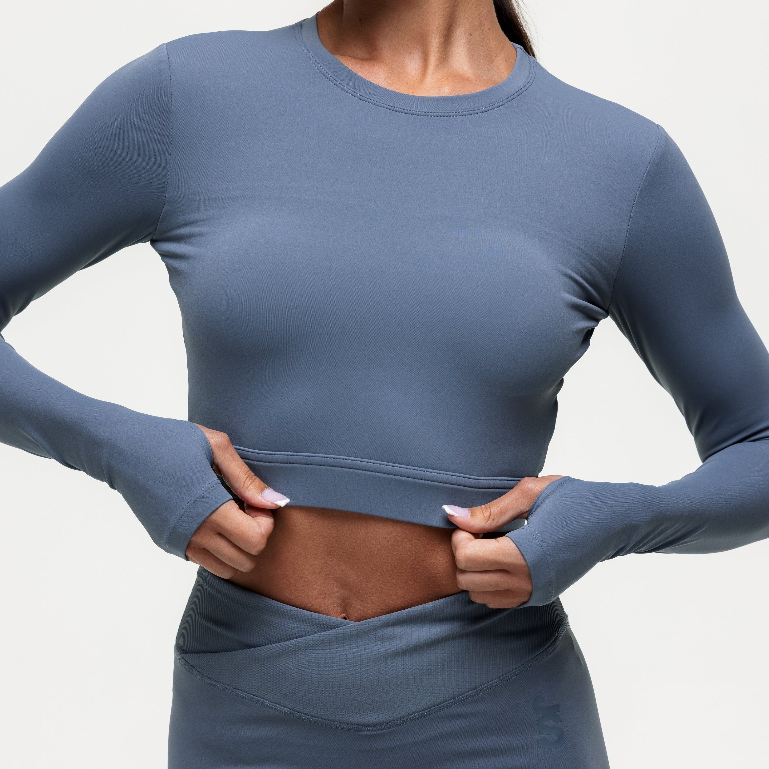 Karma Long Sleeve Crop Top - Graphite