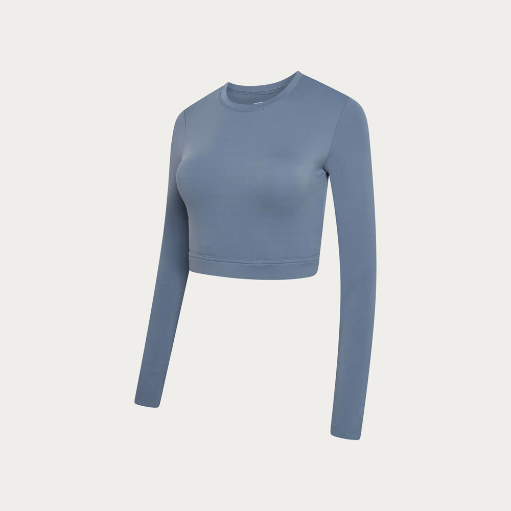 Karma Long Sleeve Crop Top - Graphite