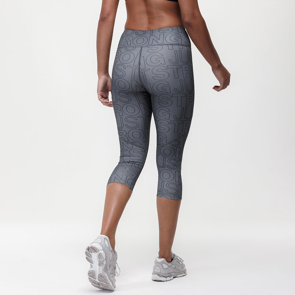 Printed Motion Capri Mid Rise Leggings - Slate/Black