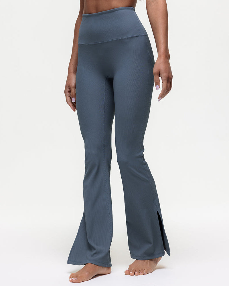 Maya Ribbed Flare Leggings - Graphite