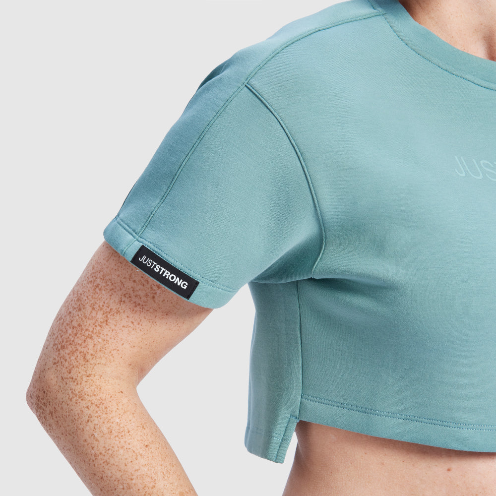 Teal Oversized Athletic Cropped Tonal T-Shirt