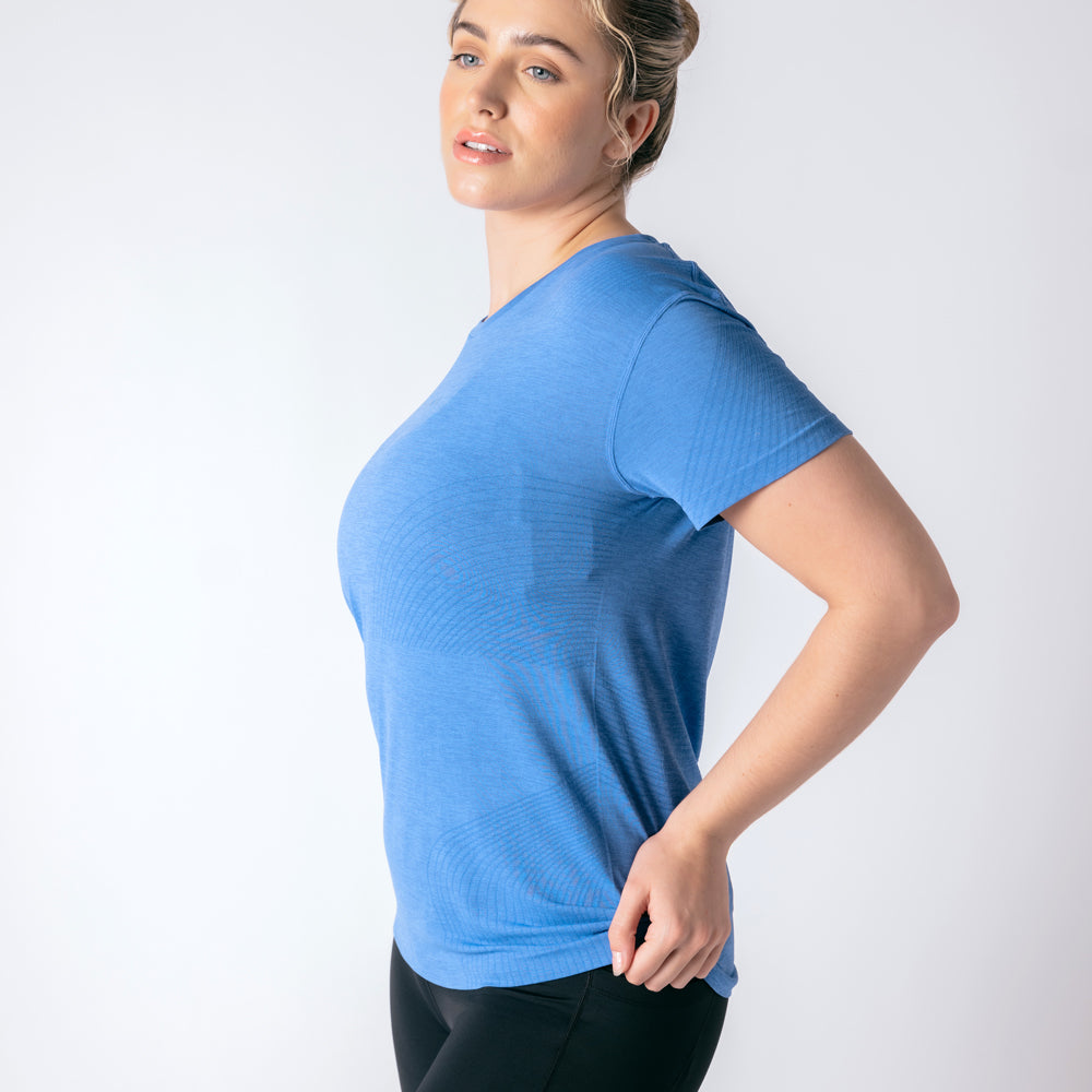 Laser Seamless Workout Tee - Royal Blue